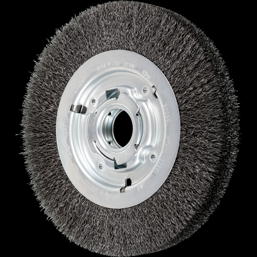 PFERD Crimped Wire Wheel Brush 8&#34; Dia Medium Face .010 Carbon Steel 2&#34; Keyed Arbor<span class=' ItemWarning' style='display:block;'>Item is usually in stock, but we&#39;ll be in touch if there&#39;s a problem<br /></span>