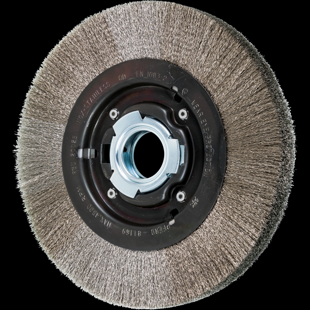 PFERD Crimped Wire Wheel Brush 8&#34; Dia Medium Face .006 Stainless Steel 2&#34; Keyed Arbor<span class=' ItemWarning' style='display:block;'>Item is usually in stock, but we&#39;ll be in touch if there&#39;s a problem<br /></span>