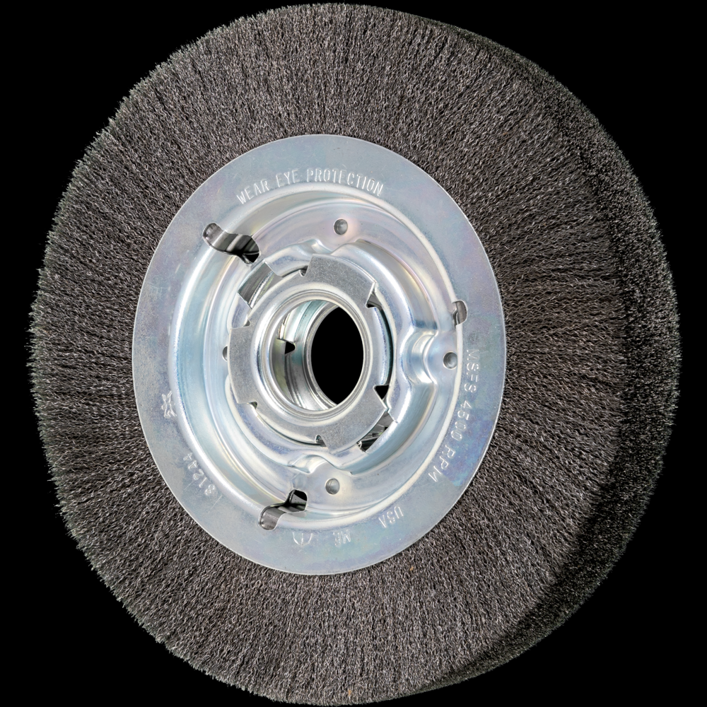 PFERD Crimped Wire Wheel Brush 8&#34; Dia Wide Face .006 Carbon Steel 2&#34; Keyed Arbor<span class=' ItemWarning' style='display:block;'>Item is usually in stock, but we&#39;ll be in touch if there&#39;s a problem<br /></span>