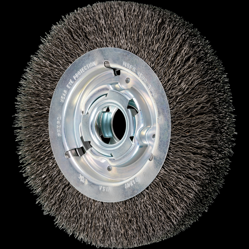 PFERD Crimped Wire Wheel Brush 8&#34; Dia Wide Face .020 Carbon Steel 2&#34; Keyed Arbor<span class=' ItemWarning' style='display:block;'>Item is usually in stock, but we&#39;ll be in touch if there&#39;s a problem<br /></span>