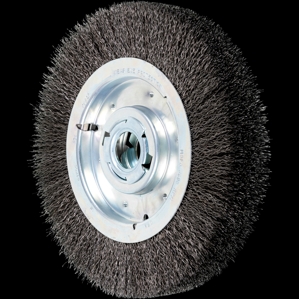 PFERD Crimped Wire Wheel Brush 10&#34; Dia Wide Face .020 Carbon Steel 2&#34; Keyed Arbor<span class=' ItemWarning' style='display:block;'>Item is usually in stock, but we&#39;ll be in touch if there&#39;s a problem<br /></span>