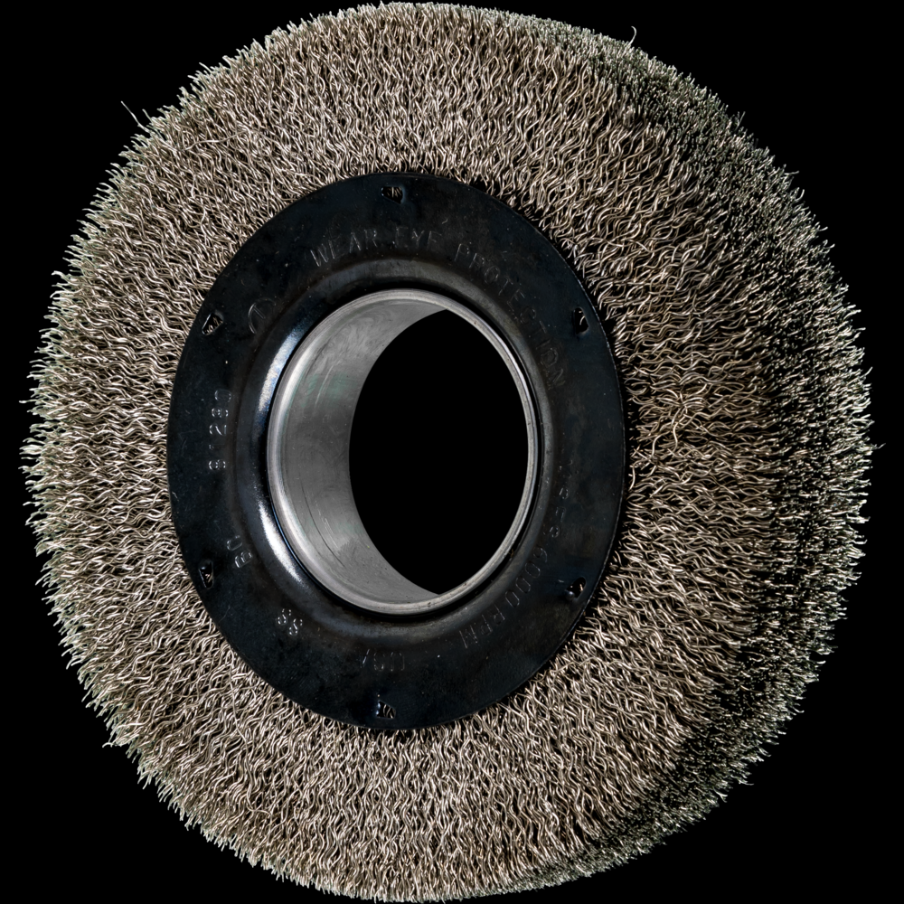 PFERD Crimped Wire Wheel Brush 6&#34; Dia Wide Face .014 Stainless Steel 2&#34; Arbor<span class=' ItemWarning' style='display:block;'>Item is usually in stock, but we&#39;ll be in touch if there&#39;s a problem<br /></span>