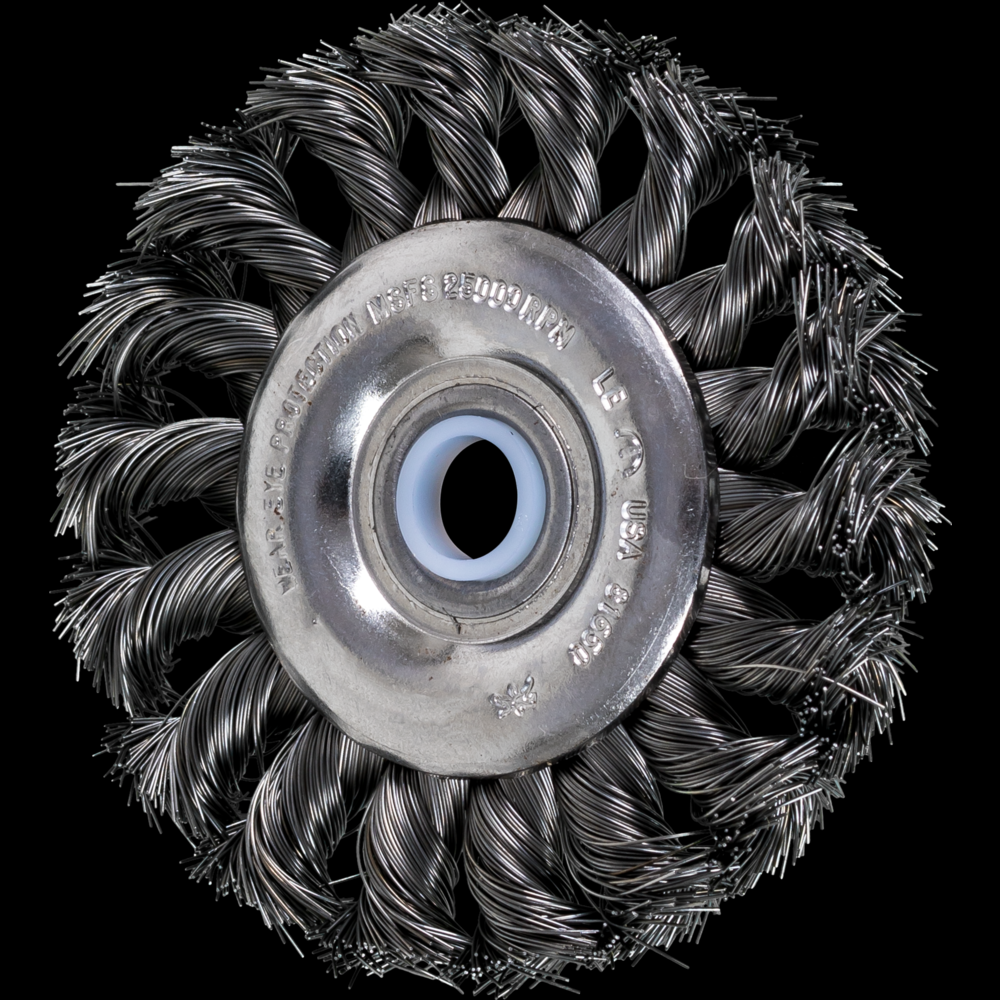 PFERD Standard Twist Knot Wire Wheel Brush 3&#34; Dia. .012 Carbon Steel 1/2-3/8&#34; Arbor<span class=' ItemWarning' style='display:block;'>Item is usually in stock, but we&#39;ll be in touch if there&#39;s a problem<br /></span>