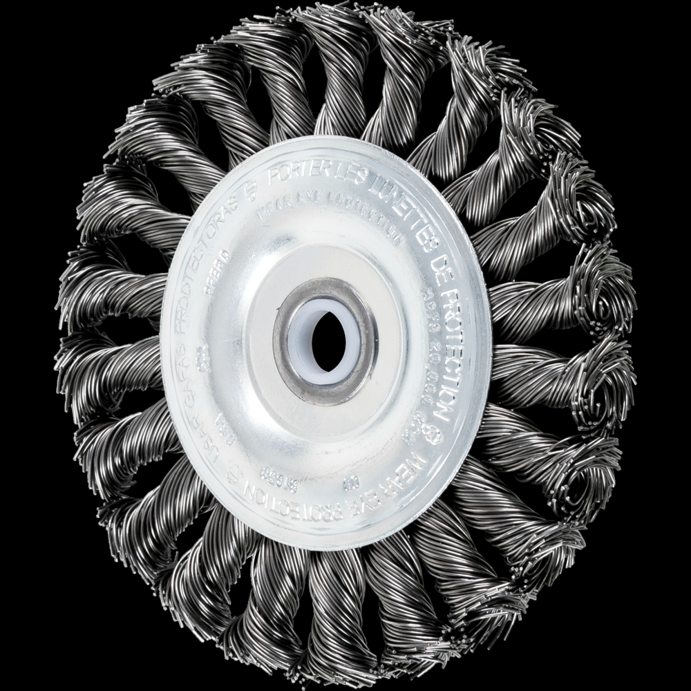 PFERD Standard Twist Knot Wire Wheel Brush 4&#34; Dia. .020 Carbon Steel 1/2-3/8&#34; Arbor<span class=' ItemWarning' style='display:block;'>Item is usually in stock, but we&#39;ll be in touch if there&#39;s a problem<br /></span>