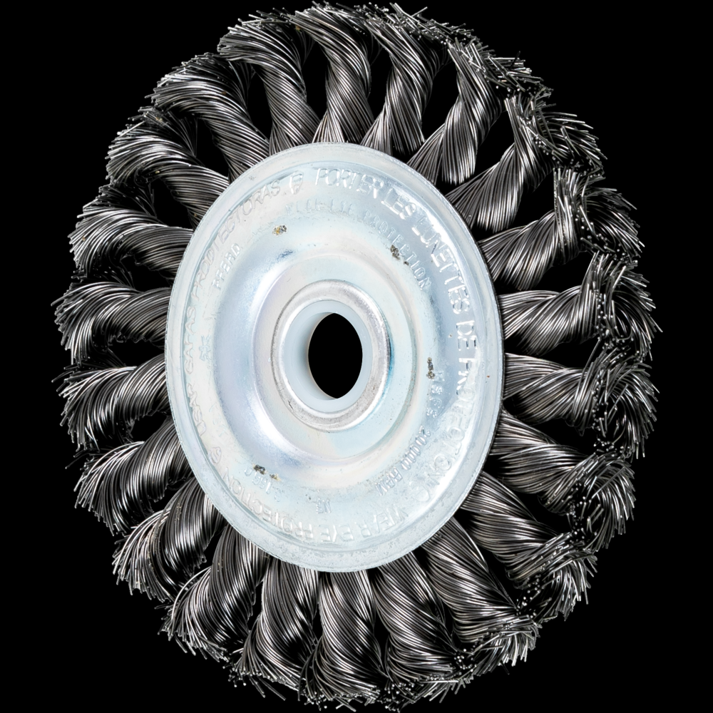 PFERD Standard Twist Knot Wire Wheel Brush 4&#34; Dia. .014 Carbon Steel 5/8-1/2&#34; Arbor<span class=' ItemWarning' style='display:block;'>Item is usually in stock, but we&#39;ll be in touch if there&#39;s a problem<br /></span>