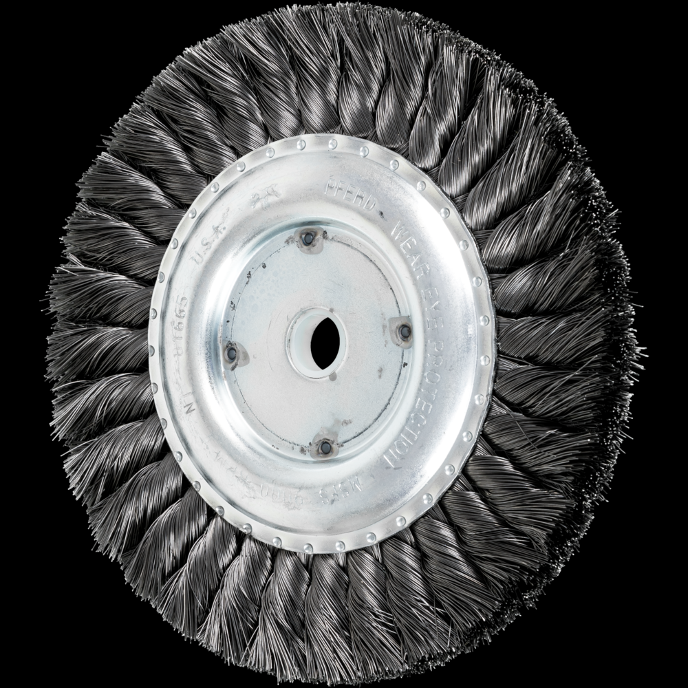 PFERD Standard Twist Knot Wire Wheel Brush 6&#34; Dia. .012 Carbon Steel 5/8-1/2&#34; Arbor<span class=' ItemWarning' style='display:block;'>Item is usually in stock, but we&#39;ll be in touch if there&#39;s a problem<br /></span>