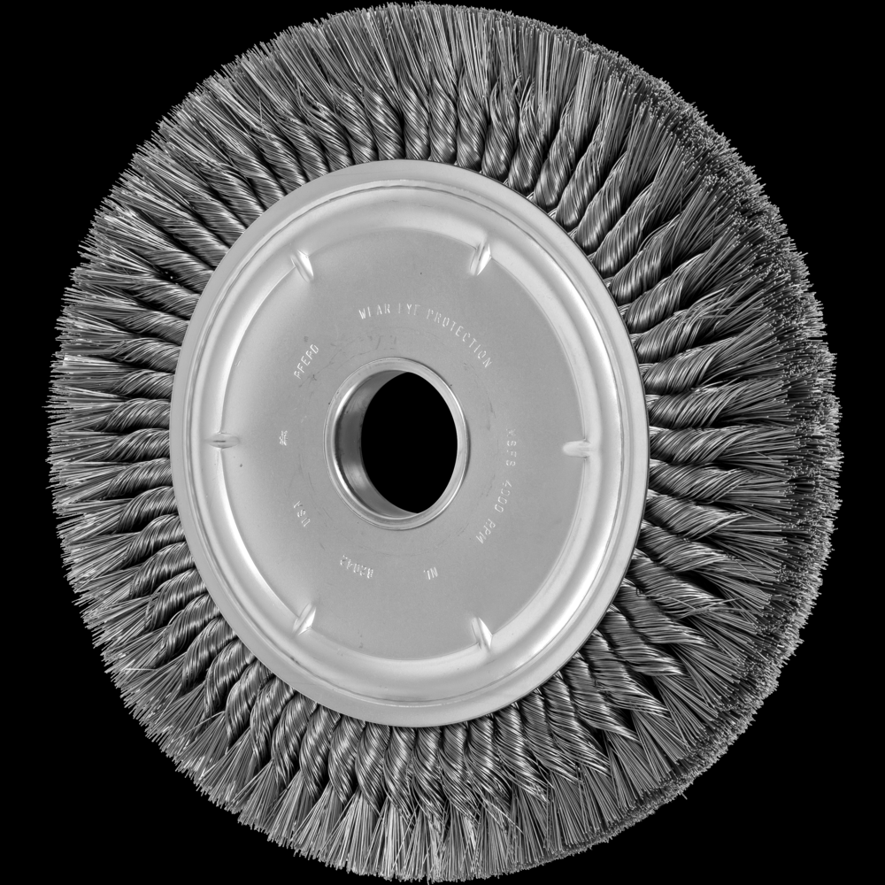 PFERD Knot Wire Wheel Brush - Double Row 12&#34; Dia. .016 Carbon Steel 2&#34; Arbor<span class=' ItemWarning' style='display:block;'>Item is usually in stock, but we&#39;ll be in touch if there&#39;s a problem<br /></span>