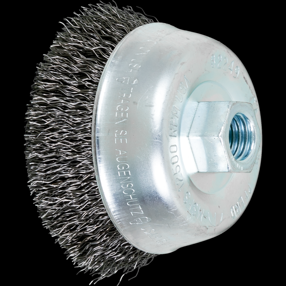 PFERD Crimped Wire Cup Brush 3-1/2&#34; Dia. .014 Carbon Steel 5/8-11&#34; Thread<span class=' ItemWarning' style='display:block;'>Item is usually in stock, but we&#39;ll be in touch if there&#39;s a problem<br /></span>