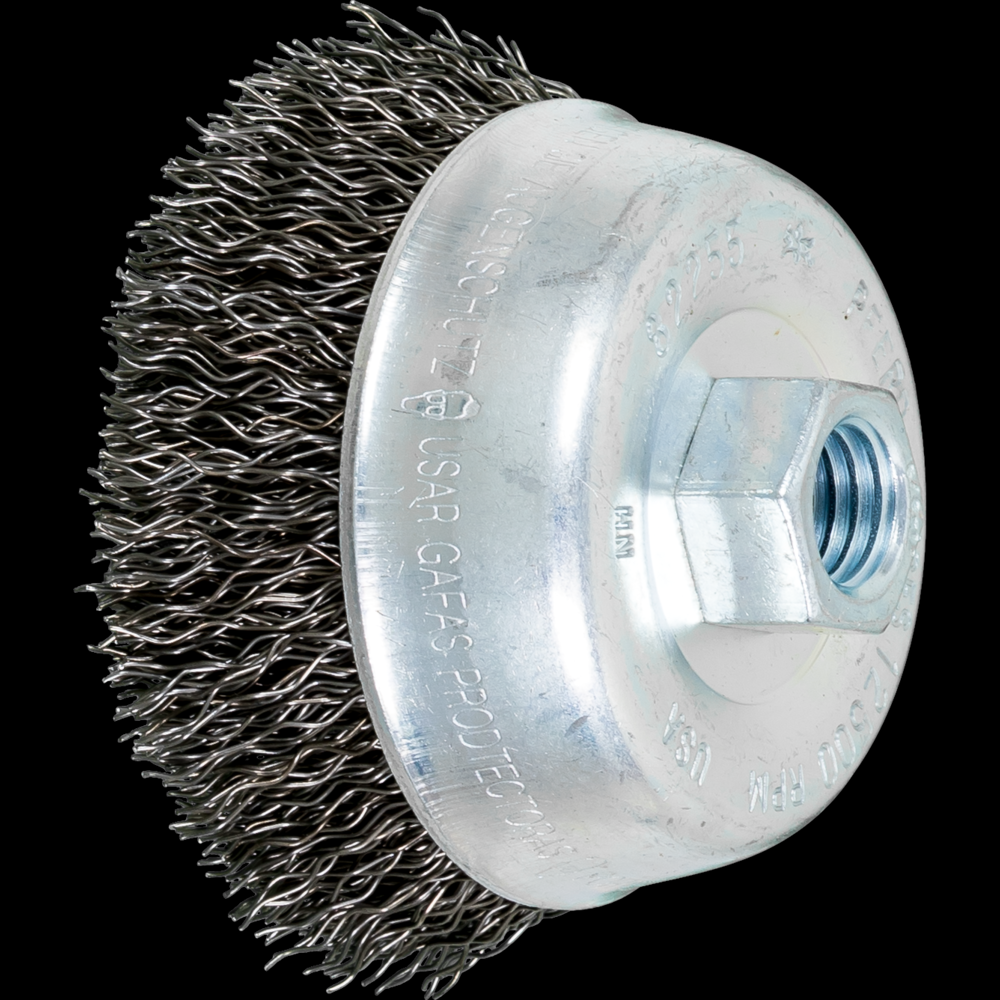 PFERD Crimped Wire Cup Brush 3-1/2&#34; Dia. .020 Carbon Steel 5/8-11&#34; Thread<span class=' ItemWarning' style='display:block;'>Item is usually in stock, but we&#39;ll be in touch if there&#39;s a problem<br /></span>