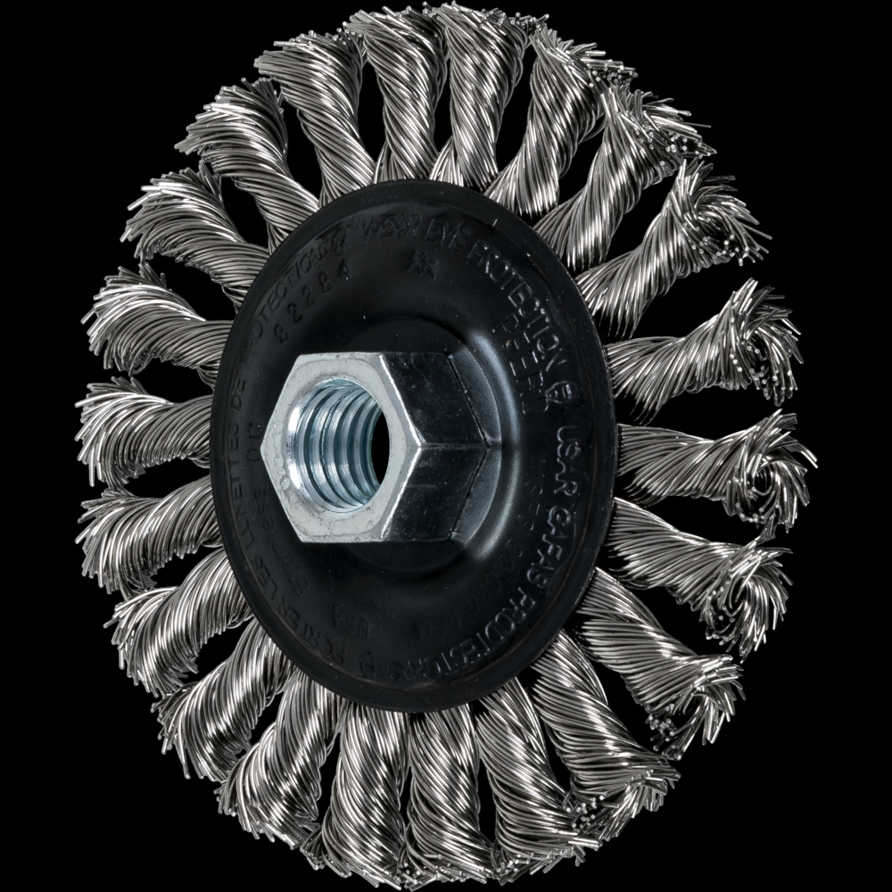 PFERD Standard Twist Knot Wire Wheel Brush 4&#34; Dia. .020 Stainless Steel 5/8-11&#34; Thread<span class=' ItemWarning' style='display:block;'>Item is usually in stock, but we&#39;ll be in touch if there&#39;s a problem<br /></span>