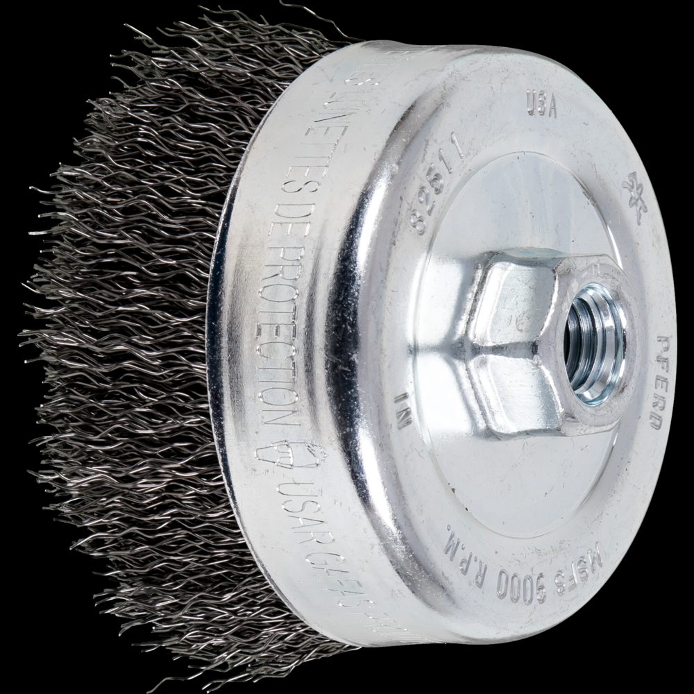 PFERD Crimped Wire Cup Brush 4&#34; Dia. .020 Carbon Steel 5/8-11&#34; Thread<span class=' ItemWarning' style='display:block;'>Item is usually in stock, but we&#39;ll be in touch if there&#39;s a problem<br /></span>