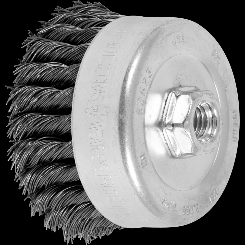 PFERD Knot Wire Cup Brush 4&#34; Dia. .023 Carbon Steel 5/8-11&#34; Thread<span class=' ItemWarning' style='display:block;'>Item is usually in stock, but we&#39;ll be in touch if there&#39;s a problem<br /></span>