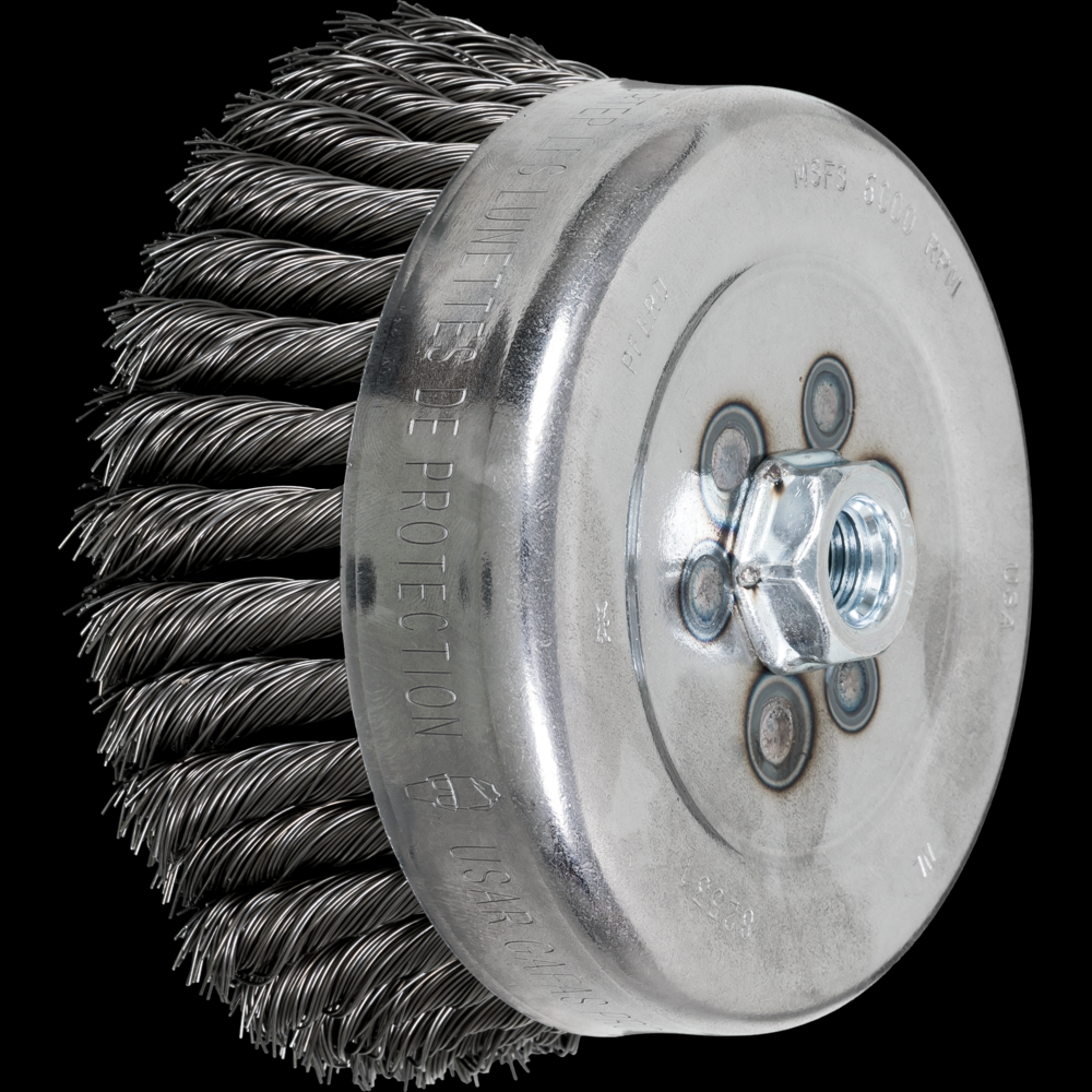 PFERD Knot Wire Cup Brush 6&#34; Dia. .023 Carbon Steel 5/8-11&#34; Thread<span class=' ItemWarning' style='display:block;'>Item is usually in stock, but we&#39;ll be in touch if there&#39;s a problem<br /></span>