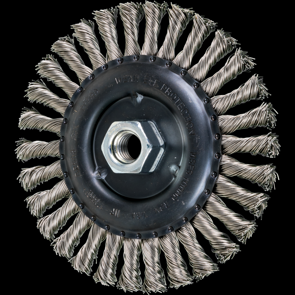 PFERD Standard Twist Knot Wire Wheel Brush 6&#34; Dia. .023 Stainless Steel 5/8-11&#34; Thread<span class=' ItemWarning' style='display:block;'>Item is usually in stock, but we&#39;ll be in touch if there&#39;s a problem<br /></span>