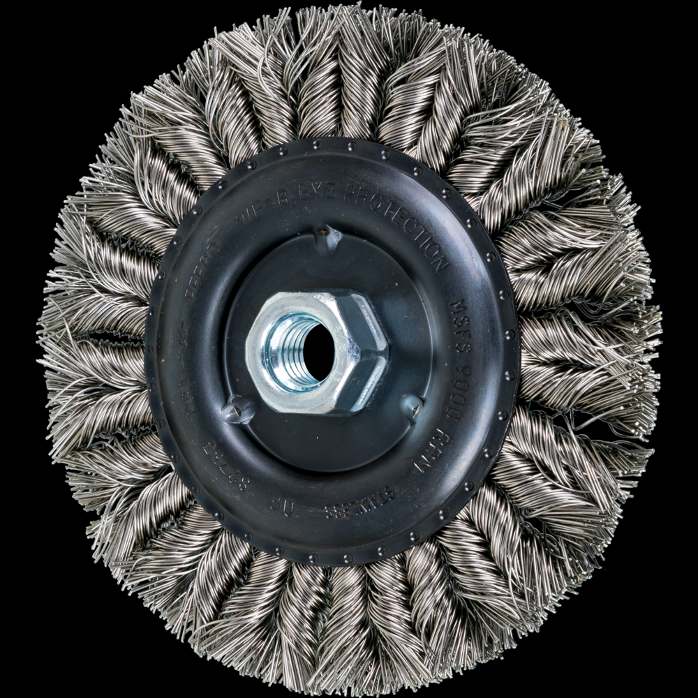 PFERD COMBITWIST® Knot Wheel Brush 6&#34; Dia. .023 Stainless Steel 5/8-11&#34; Thread<span class=' ItemWarning' style='display:block;'>Item is usually in stock, but we&#39;ll be in touch if there&#39;s a problem<br /></span>