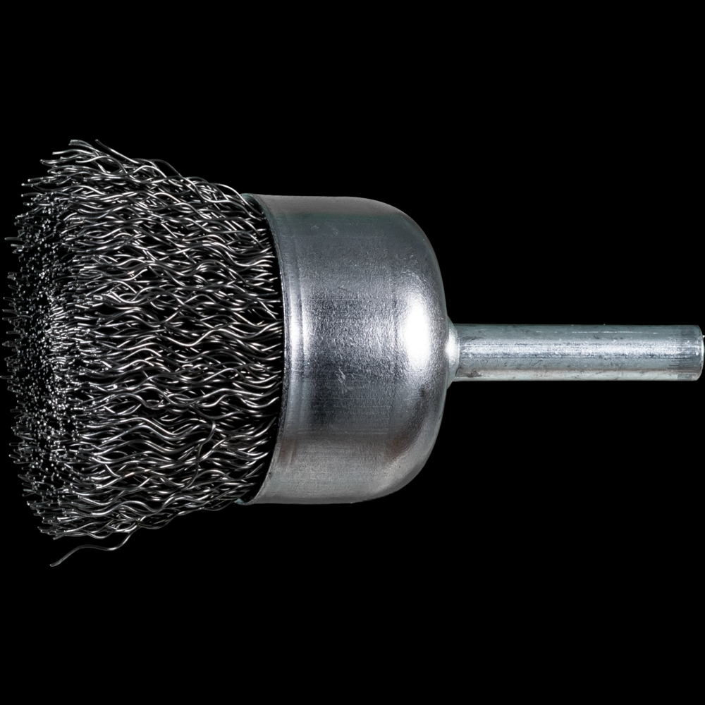 PFERD Crimped Mounted Cup Brush 1-1/4&#34; Dia. .014 Carbon Steel 1/4&#34; Shank<span class=' ItemWarning' style='display:block;'>Item is usually in stock, but we&#39;ll be in touch if there&#39;s a problem<br /></span>