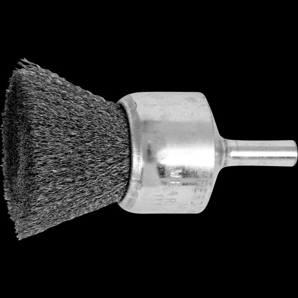 PFERD Crimped Wire End Brush 1&#34; Dia. .006 Carbon Steel 1/4&#34; Shank<span class=' ItemWarning' style='display:block;'>Item is usually in stock, but we&#39;ll be in touch if there&#39;s a problem<br /></span>