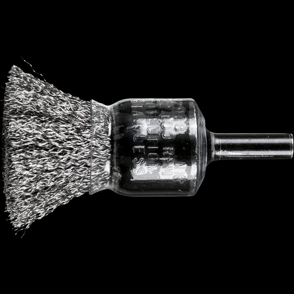 PFERD Crimped Wire Coated Cup End Brush 3/4&#34; Dia. .010 Stainless Steel 1/4&#34; Shank<span class=' ItemWarning' style='display:block;'>Item is usually in stock, but we&#39;ll be in touch if there&#39;s a problem<br /></span>