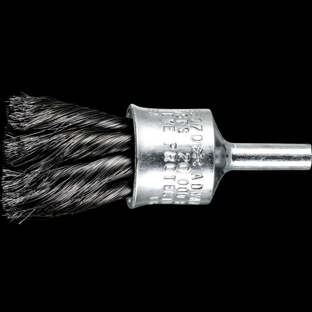 PFERD Knot Wire End Brush 3/4&#34; Dia. Flared Cup .006 Carbon Steel 1/4&#34; Shank<span class=' ItemWarning' style='display:block;'>Item is usually in stock, but we&#39;ll be in touch if there&#39;s a problem<br /></span>