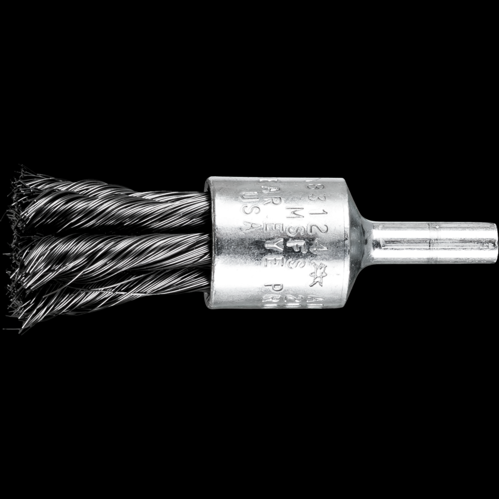 PFERD Knot Wire End Brush 1/2&#34; Dia. Straight Cup .010 Carbon Steel 1/4&#34; Shank<span class=' ItemWarning' style='display:block;'>Item is usually in stock, but we&#39;ll be in touch if there&#39;s a problem<br /></span>