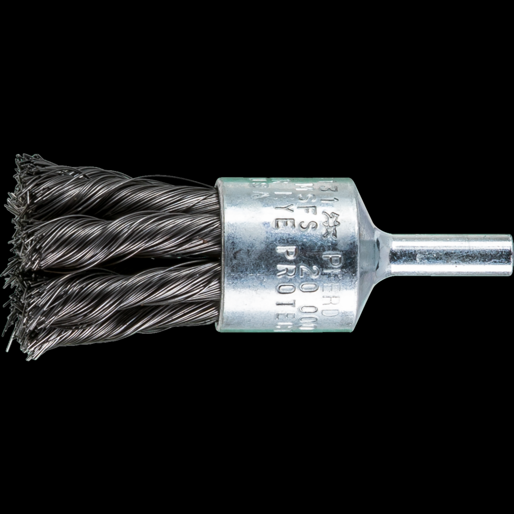 PFERD Knot Wire End Brush 3/4&#34; Dia. Straight Cup .010 Carbon Steel 1/4&#34; Shank<span class=' ItemWarning' style='display:block;'>Item is usually in stock, but we&#39;ll be in touch if there&#39;s a problem<br /></span>