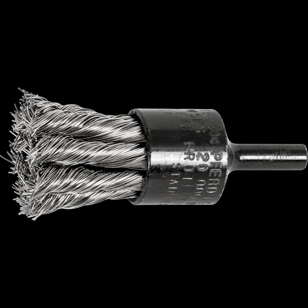 PFERD Knot Wire End Brush 3/4&#34; Dia. Straight Cup .014 Stainless Steel 1/4&#34; Shank<span class=' ItemWarning' style='display:block;'>Item is usually in stock, but we&#39;ll be in touch if there&#39;s a problem<br /></span>