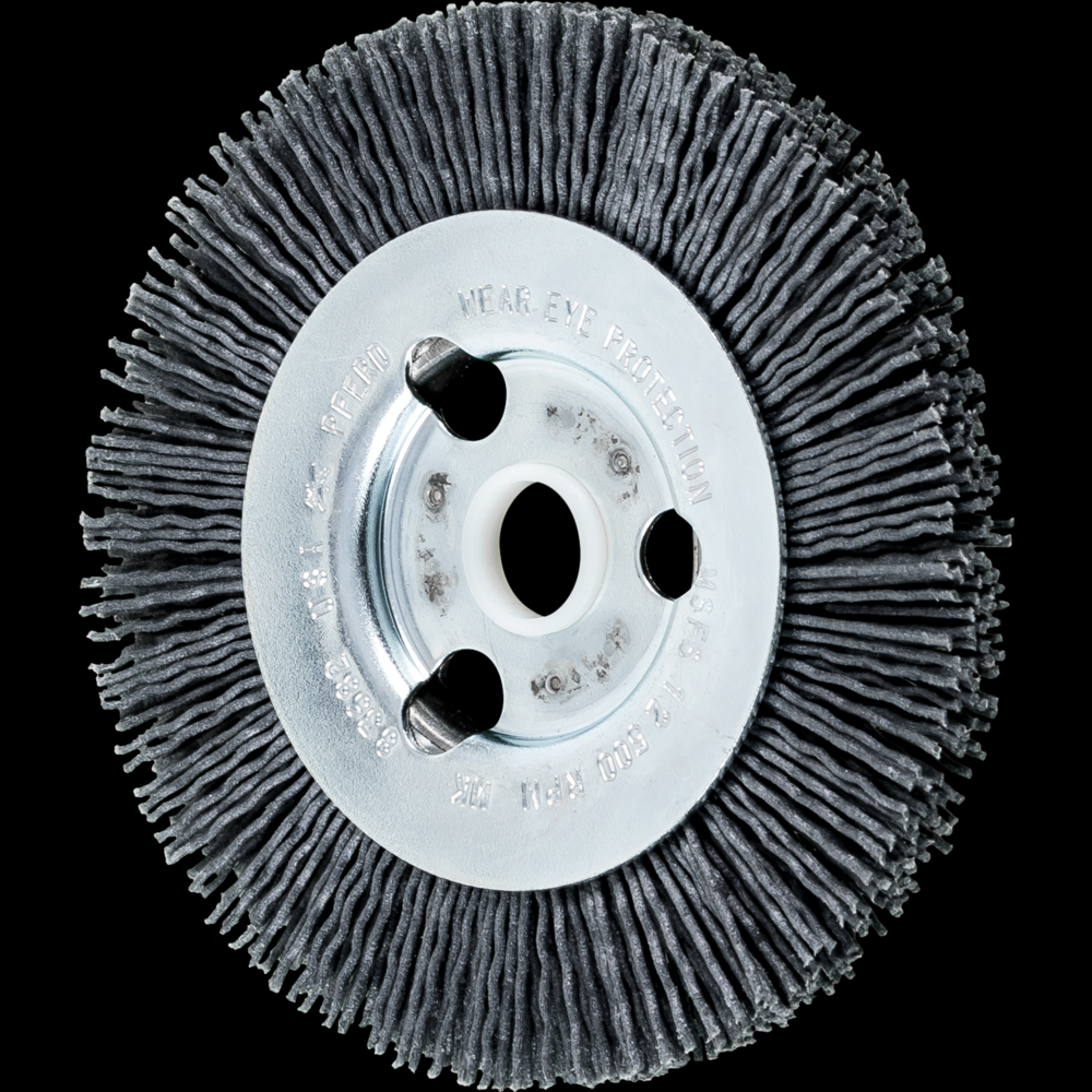 PFERD M-BRAD® High Density Wheel Brush 4&#34; Dia .035/180 Grit SiC 5/8-1/2&#34; Arbor<span class=' ItemWarning' style='display:block;'>Item is usually in stock, but we&#39;ll be in touch if there&#39;s a problem<br /></span>