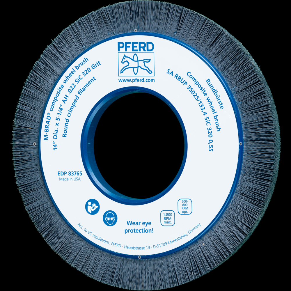 PFERD M-BRAD® Composite Wheel Brush 14&#34; Dia. .022/320 Grit SiC 5-1/4&#34; Arbor<span class=' ItemWarning' style='display:block;'>Item is usually in stock, but we&#39;ll be in touch if there&#39;s a problem<br /></span>