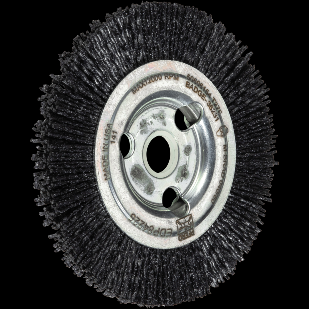 PFERD M-BRAD® Wheel Brush 4&#34; Dia Narrow Face .040/80 Grit Ceramic Oxide 5/8-1/2&#34; Arbor<span class=' ItemWarning' style='display:block;'>Item is usually in stock, but we&#39;ll be in touch if there&#39;s a problem<br /></span>