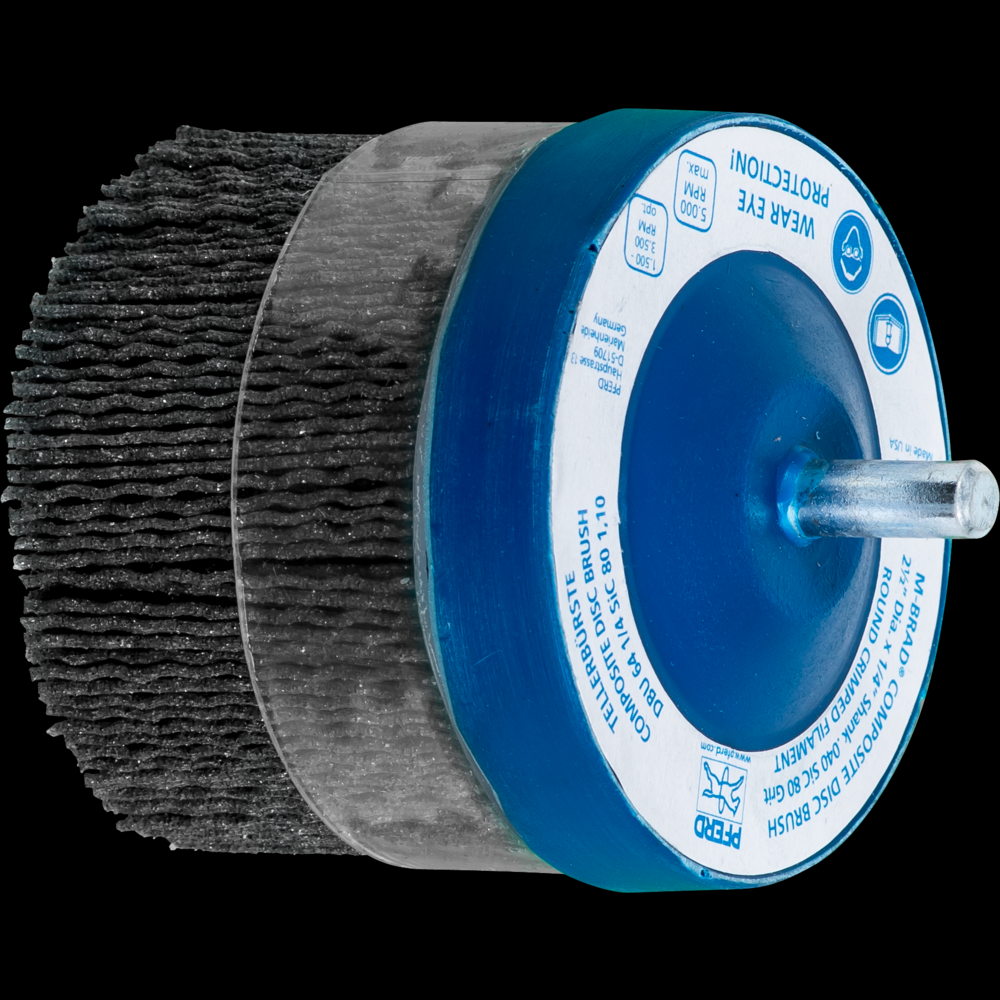 PFERD M-BRAD® Mounted Disc Brush 2-1/2&#34; Dia. .040/80 Grit Silicon Carbide 1/4&#34; Shank<span class=' ItemWarning' style='display:block;'>Item is usually in stock, but we&#39;ll be in touch if there&#39;s a problem<br /></span>