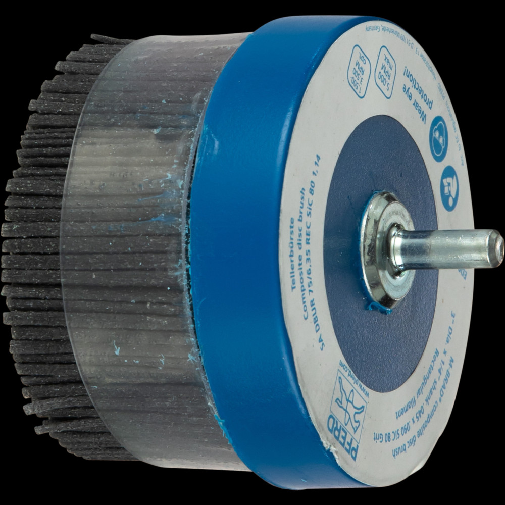 PFERD M-BRAD® Mounted Disc Brush 3&#34; Dia. .045x.090/80 Grit Silicon Carbide 1/4&#34; Shank<span class=' ItemWarning' style='display:block;'>Item is usually in stock, but we&#39;ll be in touch if there&#39;s a problem<br /></span>