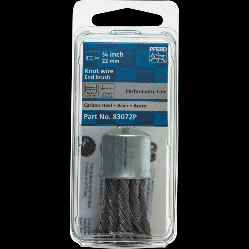 PFERD Knot Wire End Brush 3/4&#34; Dia. Flared Cup .014 Carbon Steel 1/4&#34; Shank Retail<span class=' ItemWarning' style='display:block;'>Item is usually in stock, but we&#39;ll be in touch if there&#39;s a problem<br /></span>