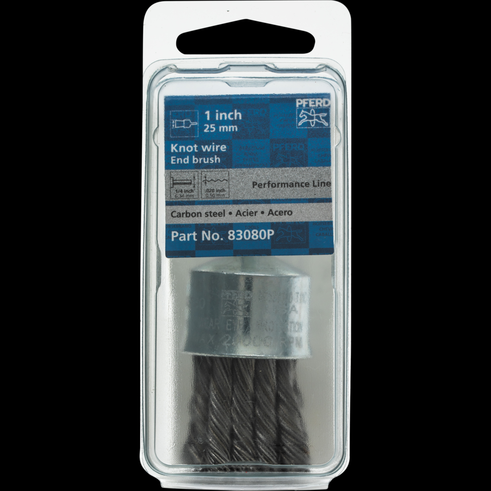 PFERD Knot Wire End Brush 1&#34; Dia. Flared Cup .020 Carbon Steel 1/4&#34; Shank Retail<span class=' ItemWarning' style='display:block;'>Item is usually in stock, but we&#39;ll be in touch if there&#39;s a problem<br /></span>