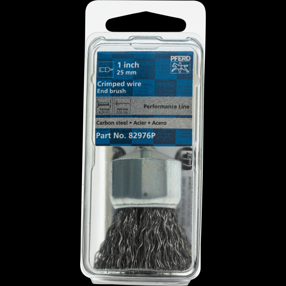 PFERD Crimped Wire End Brush 1&#34; Dia. .020 Carbon Steel 1/4&#34; Shank Retail<span class=' ItemWarning' style='display:block;'>Item is usually in stock, but we&#39;ll be in touch if there&#39;s a problem<br /></span>