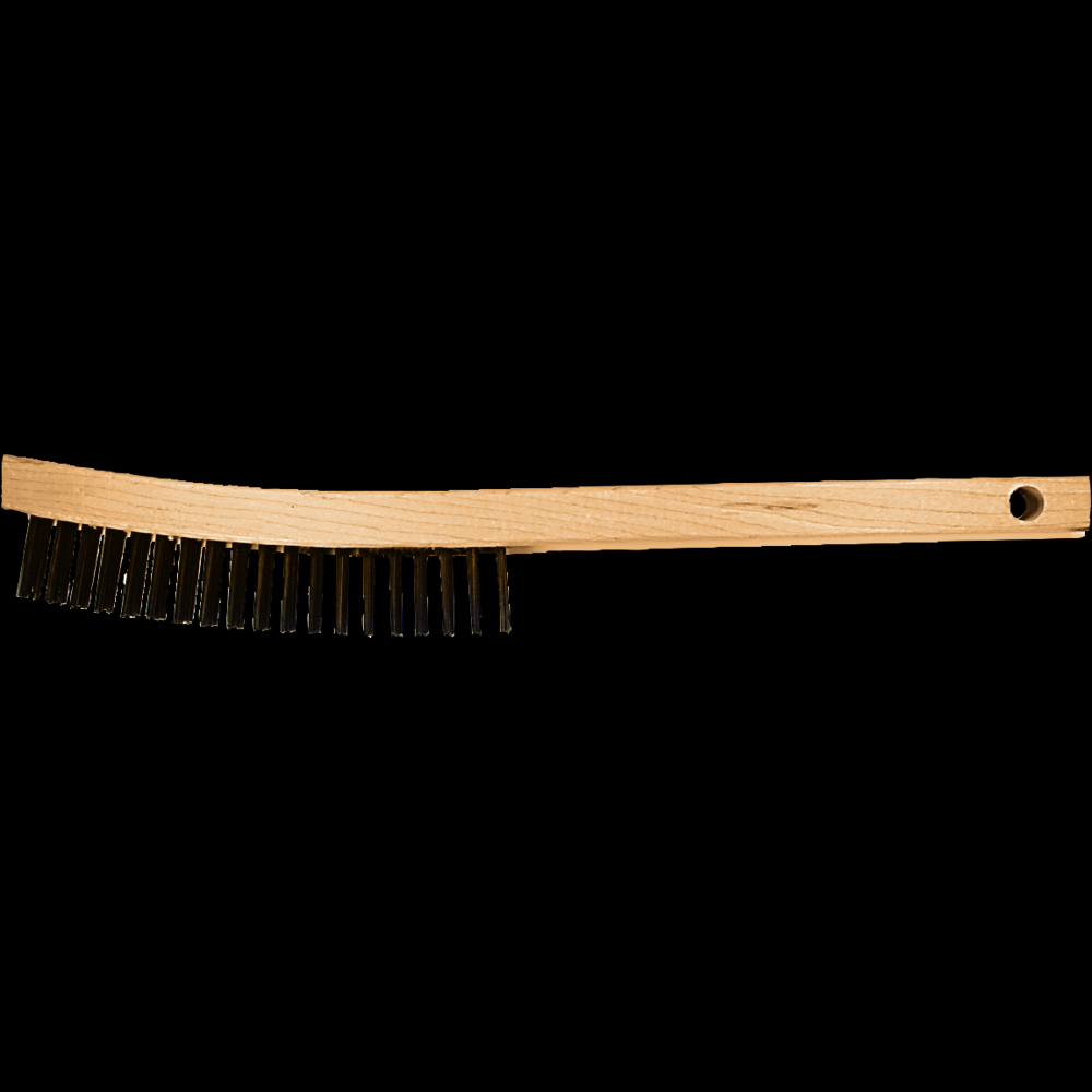 PFERD Curved Handle Scratch Brush 4x19 Rows Carbon Steel Wire Wooden Block<span class=' ItemWarning' style='display:block;'>Item is usually in stock, but we&#39;ll be in touch if there&#39;s a problem<br /></span>