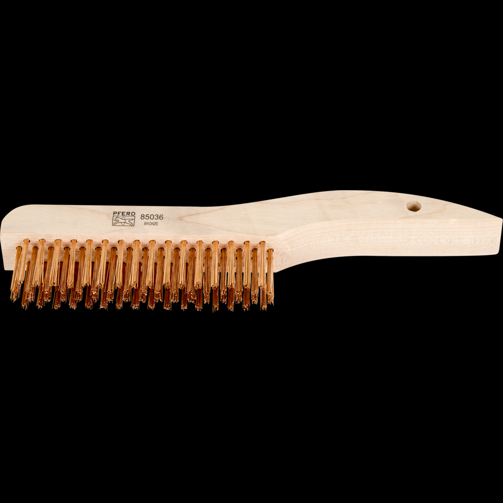 PFERD Shoe Handle Scratch Brush 4x16 Rows .010 Brass Wire Wooden Block<span class=' ItemWarning' style='display:block;'>Item is usually in stock, but we&#39;ll be in touch if there&#39;s a problem<br /></span>