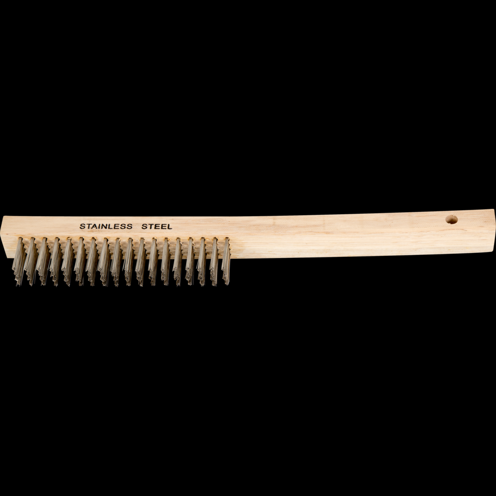 PFERD Curved Handle Scratch Brush - Economy 4x19 Rows Stainless Steel Wire<span class=' ItemWarning' style='display:block;'>Item is usually in stock, but we&#39;ll be in touch if there&#39;s a problem<br /></span>