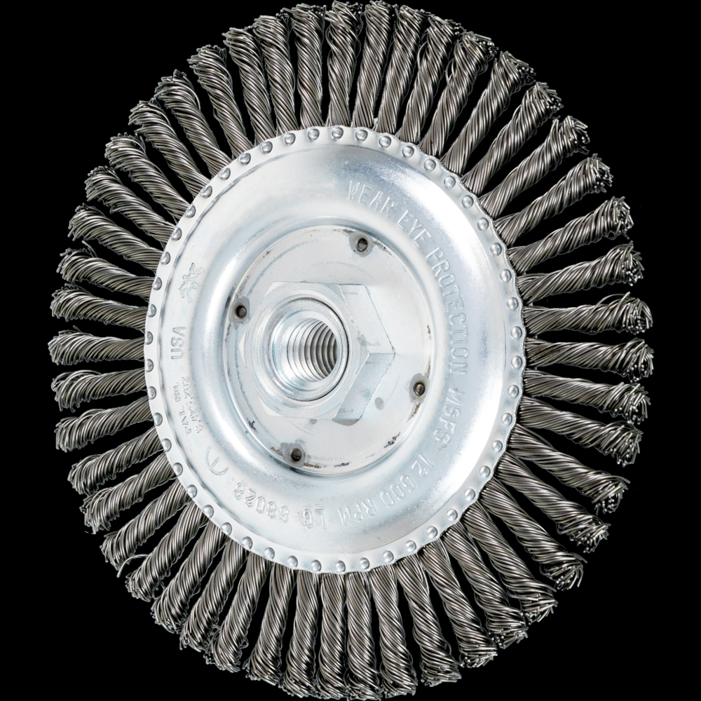 PFERD TWIN NUT Stringer Bead Wheel Brush 6&#34; Dia .020 Carbon Steel 5/8-11&#34; Thread<span class=' ItemWarning' style='display:block;'>Item is usually in stock, but we&#39;ll be in touch if there&#39;s a problem<br /></span>