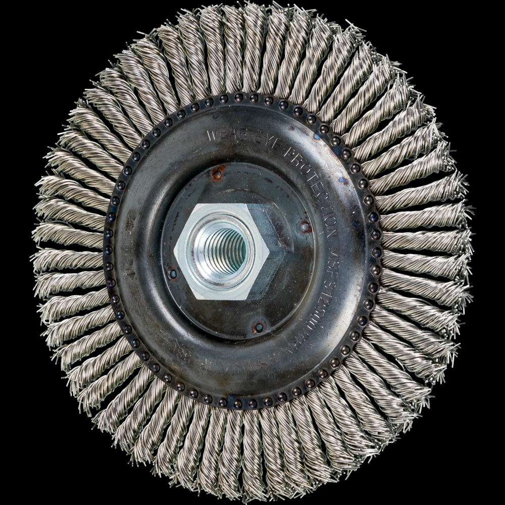 PFERD TWIN NUT Stringer Bead Wheel Brush 6&#34; Dia .020 Stainless Steel 5/8-11&#34; Thread<span class=' ItemWarning' style='display:block;'>Item is usually in stock, but we&#39;ll be in touch if there&#39;s a problem<br /></span>