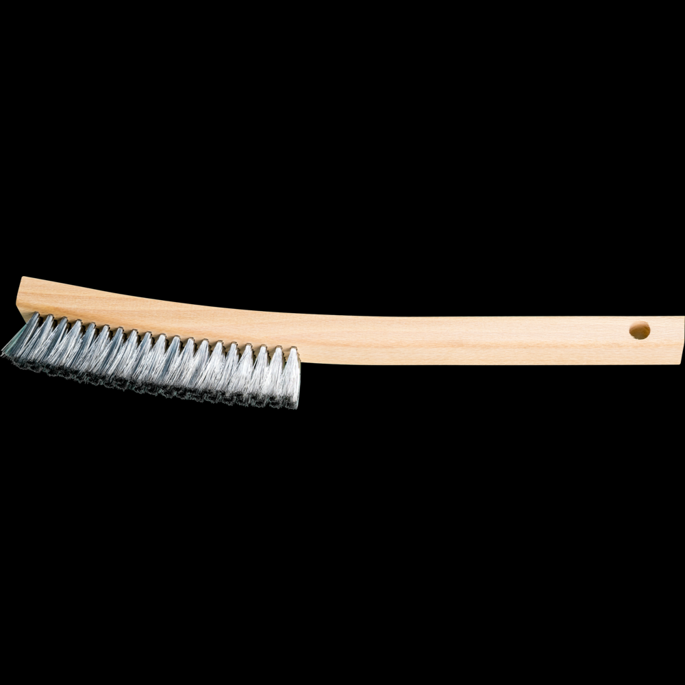 PFERD Curved Handle Platers Brush 3 Rows .005 Carbon Steel Wire<span class=' ItemWarning' style='display:block;'>Item is usually in stock, but we&#39;ll be in touch if there&#39;s a problem<br /></span>