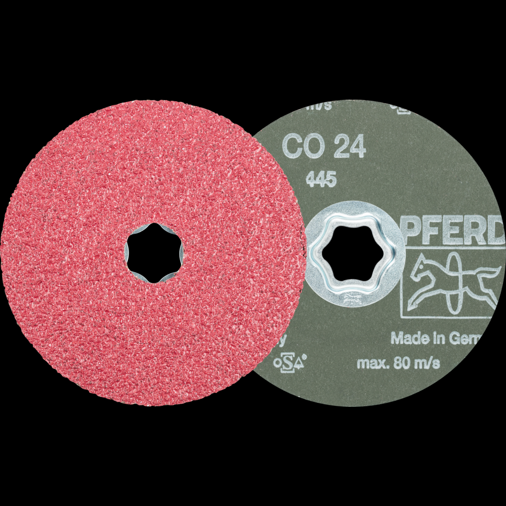 PFERD COMBICLICK® Fiber Disc, 4-1/2&#34; Dia, 24 Grit, Ceramic oxide<span class=' ItemWarning' style='display:block;'>Item is usually in stock, but we&#39;ll be in touch if there&#39;s a problem<br /></span>