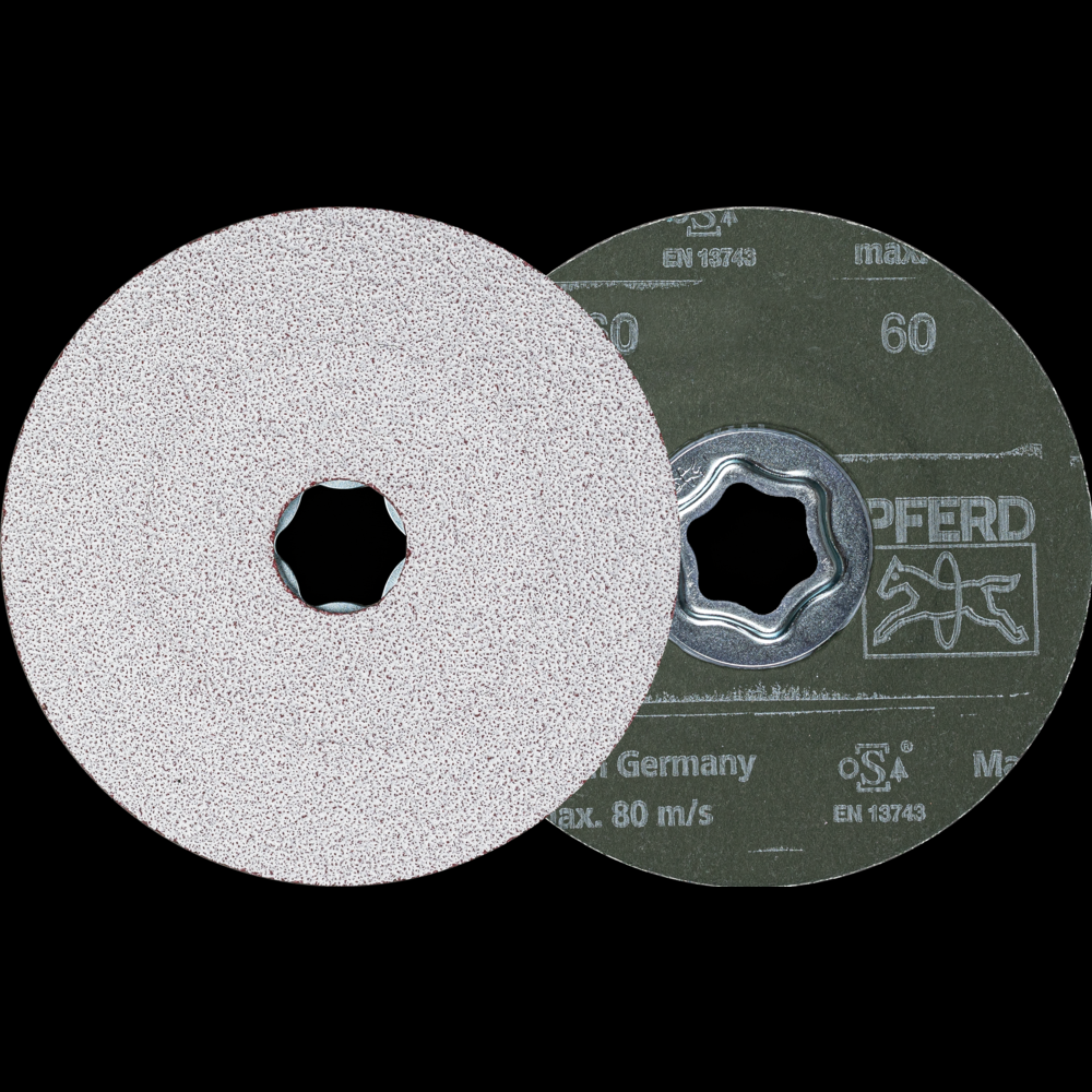 PFERD COMBICLICK® Fiber Disc, 4-1/2&#34; Dia, 60 Grit, Ceramic oxide CO-ALU<span class=' ItemWarning' style='display:block;'>Item is usually in stock, but we&#39;ll be in touch if there&#39;s a problem<br /></span>