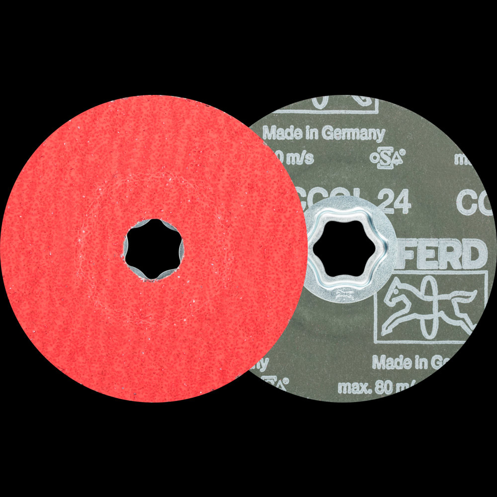 PFERD COMBICLICK® Fiber Disc, 4-1/2&#34; Dia, 24 Grit, Ceramic oxide CO-COOL<span class=' ItemWarning' style='display:block;'>Item is usually in stock, but we&#39;ll be in touch if there&#39;s a problem<br /></span>