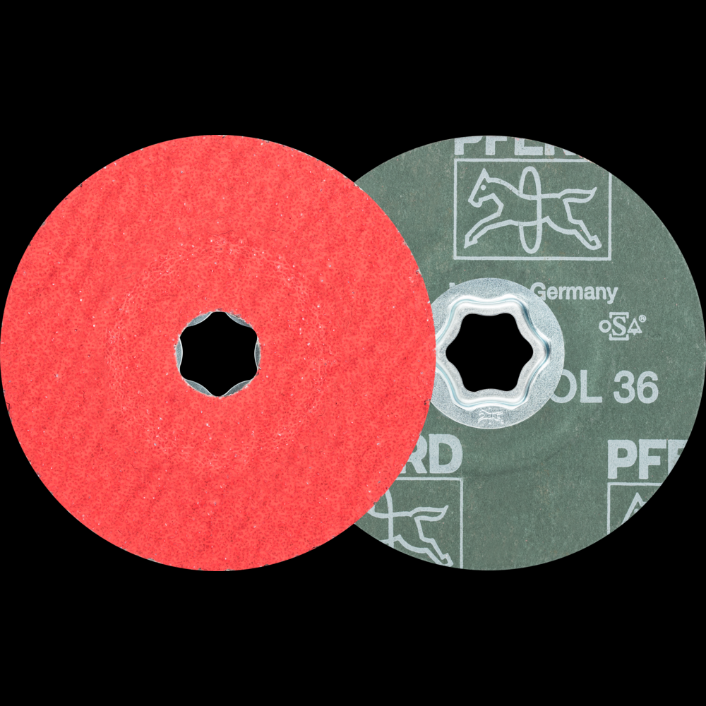 PFERD COMBICLICK® Fiber Disc, 4-1/2&#34; Dia, 36 Grit, Ceramic oxide CO-COOL<span class=' ItemWarning' style='display:block;'>Item is usually in stock, but we&#39;ll be in touch if there&#39;s a problem<br /></span>