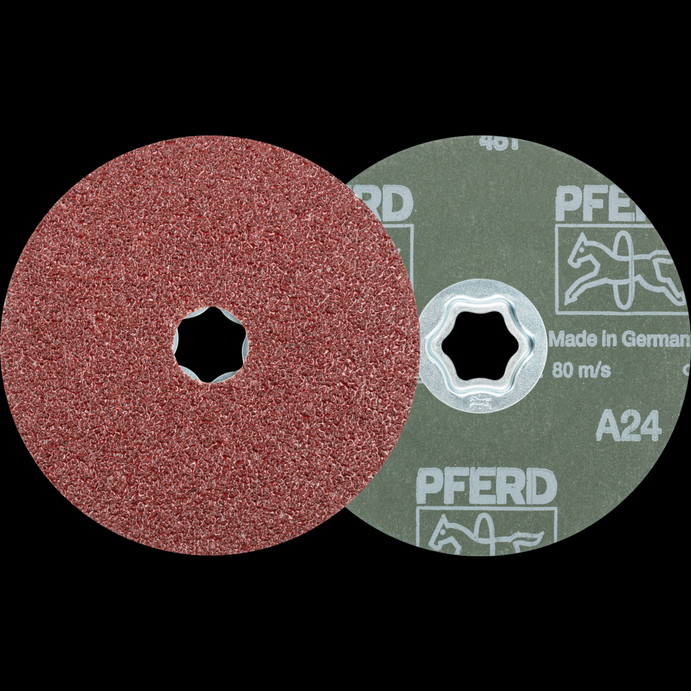 PFERD COMBICLICK® Fiber Disc, 5&#34; Dia, 24 Grit, Aluminum oxide<span class=' ItemWarning' style='display:block;'>Item is usually in stock, but we&#39;ll be in touch if there&#39;s a problem<br /></span>