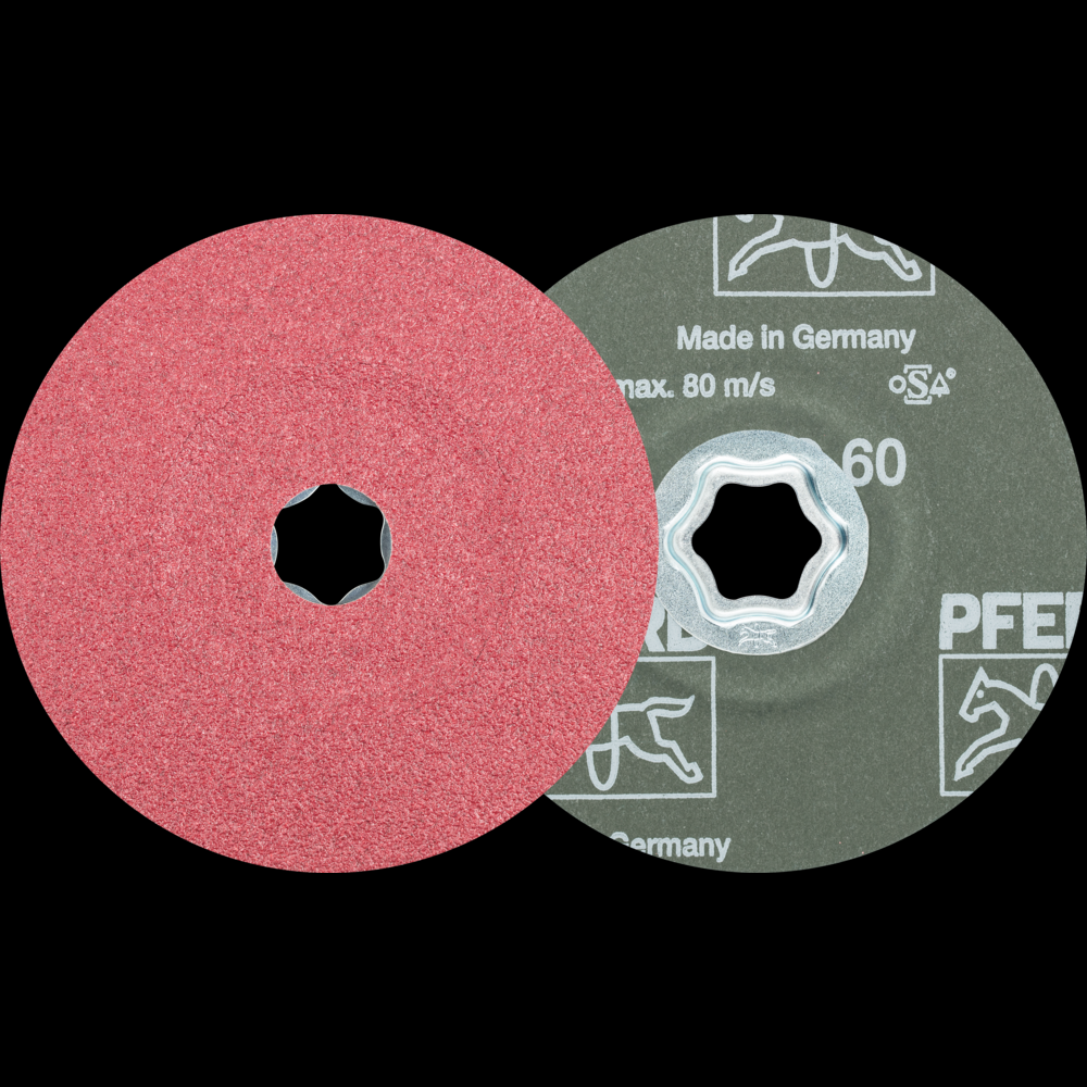 PFERD COMBICLICK® Fiber Disc, 5&#34; Dia, 60 Grit, Ceramic oxide<span class=' ItemWarning' style='display:block;'>Item is usually in stock, but we&#39;ll be in touch if there&#39;s a problem<br /></span>