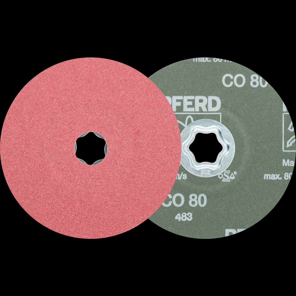 PFERD COMBICLICK® Fiber Disc, 5&#34; Dia, 80 Grit, Ceramic oxide<span class=' ItemWarning' style='display:block;'>Item is usually in stock, but we&#39;ll be in touch if there&#39;s a problem<br /></span>