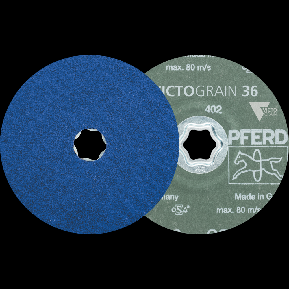 PFERD COMBICLICK® Fiber Disc, 4-1/2&#34; x 7/8, 36 grit, VICTOGRAIN®-COOL<span class=' ItemWarning' style='display:block;'>Item is usually in stock, but we&#39;ll be in touch if there&#39;s a problem<br /></span>