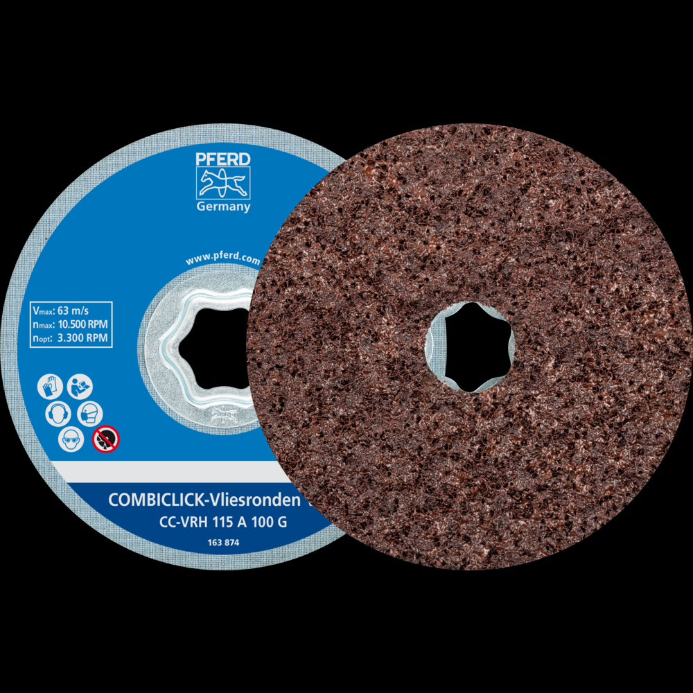 PFERD COMBICLICK® Surface Conditioning Disc Hard,4-1/2&#34;,100 Grit Coarse,Aluminum Oxide<span class=' ItemWarning' style='display:block;'>Item is usually in stock, but we&#39;ll be in touch if there&#39;s a problem<br /></span>