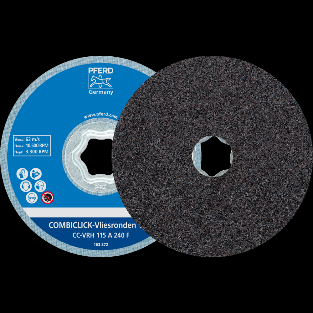 PFERD COMBICLICK® Surface Conditioning Disc Hard,4-1/2&#34;, 240 Grit Fine, Aluminum Oxide<span class=' ItemWarning' style='display:block;'>Item is usually in stock, but we&#39;ll be in touch if there&#39;s a problem<br /></span>